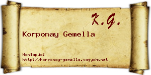Korponay Gemella névjegykártya